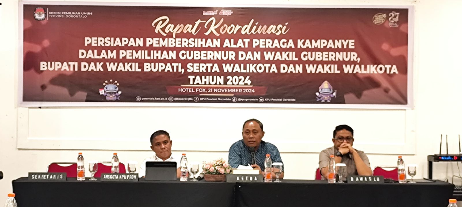 Siap Awasi Pembersihan APK Jelang Pemilihan 2024, Ketua Bawaslu Provinsi Gorontalo Idris Usuli Hadiri Rapat Koordinasi Persiapan