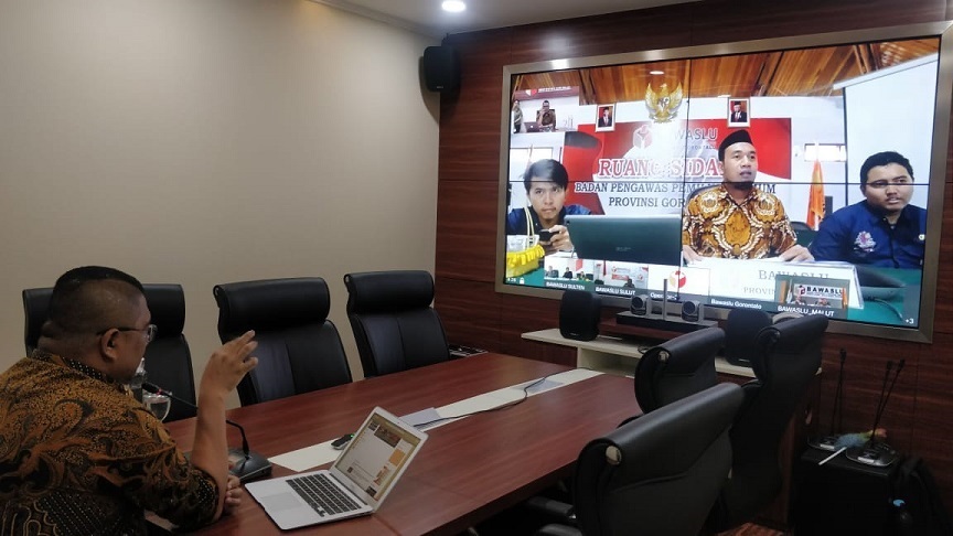 Melalui Video Conference, Bawaslu Provinsi Gorontalo Melaporkan Potensi Sengketa Pilkada