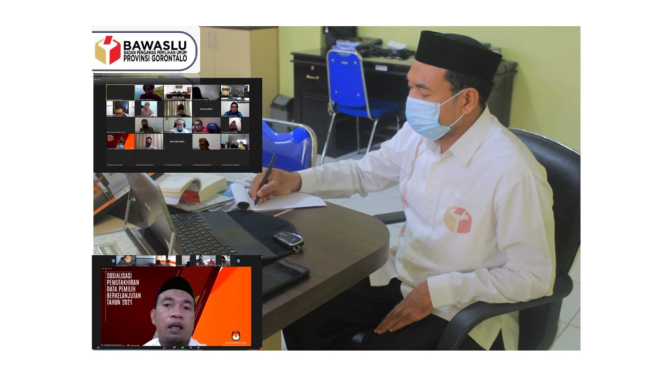 BAWASLU PROVINSI GORONTALO MEMBERIKAN MASUKKAN DALAM RAPAT SOSIALIASISI PDPB TAHUN 2021