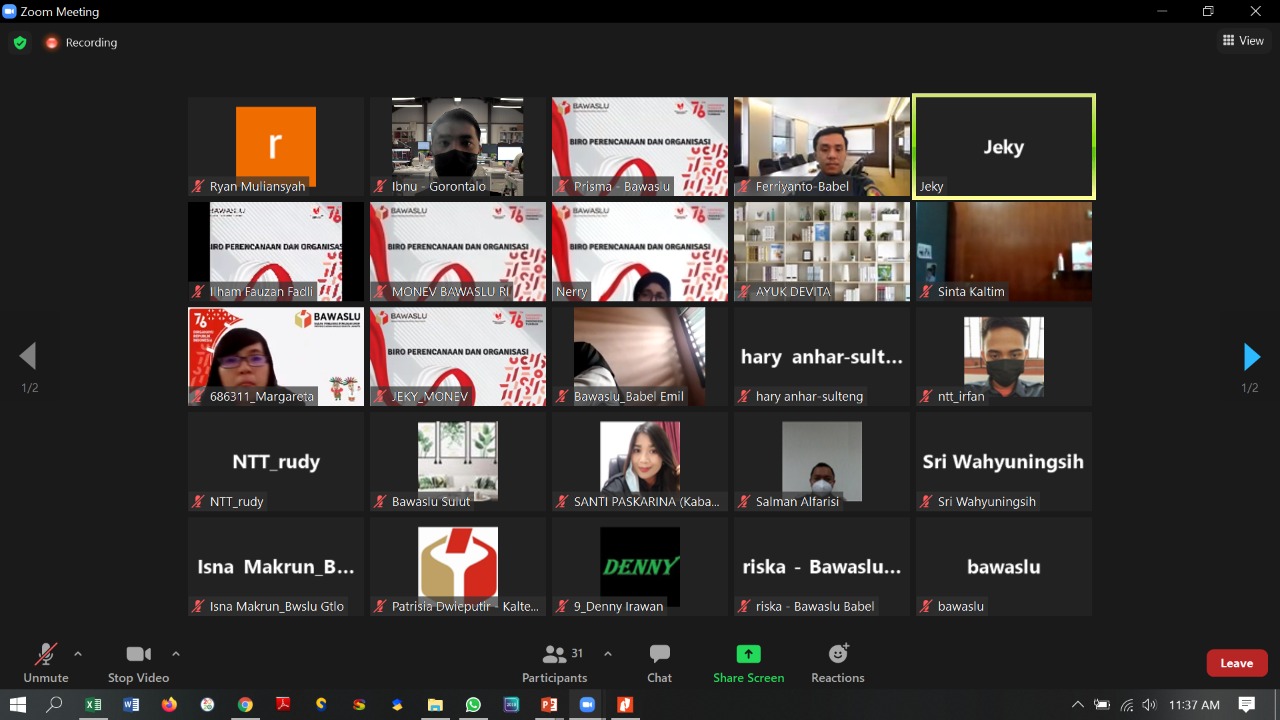 Koordinator Bagian Perencanaan, Keuangan dan BMN ikuti Rapat Pengendalian dan Pemantauan Pelaksanaan Program dan Kegiatan Bulan Juli T.A 2021