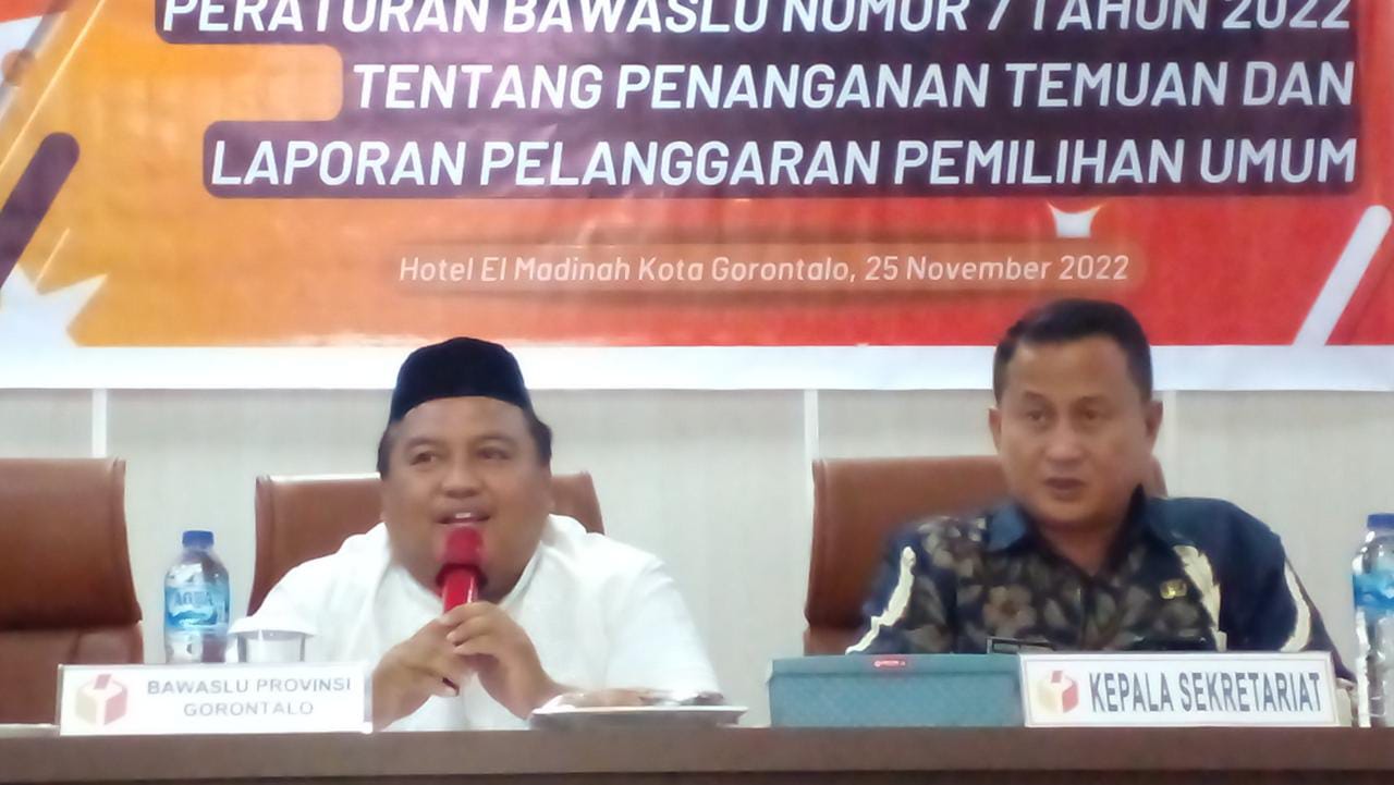 Bawaslu Provinsi Gorontalo Sosialisasi Perbawaslu Nomor 7 Tahun 2022, Hadirkan Pemantau Pemilu dan Insan Pers