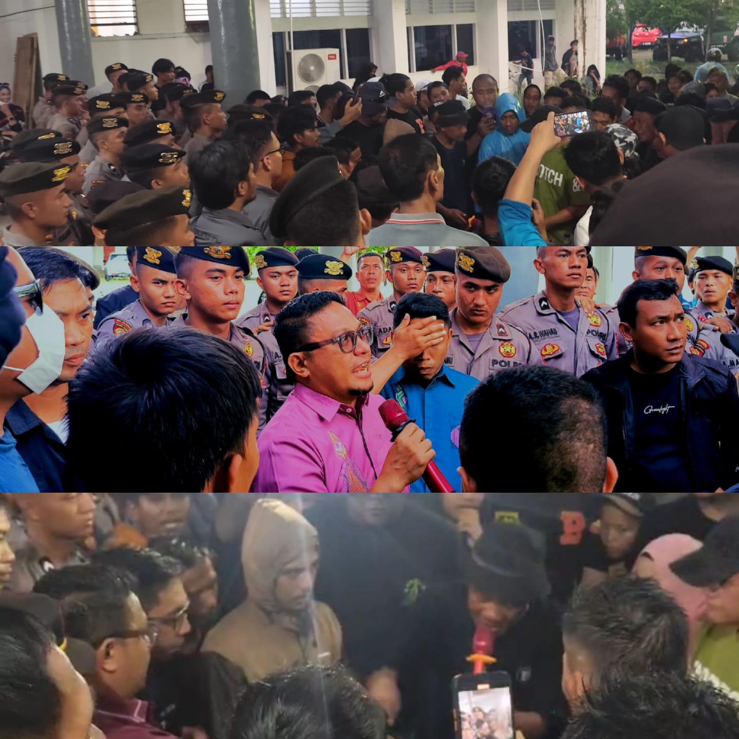 Ketua Bawaslu Provinsi Gorontalo Idris Usuli terima Aksi Demo di Depan Kantor Bawaslu Provinsi Gorontalo