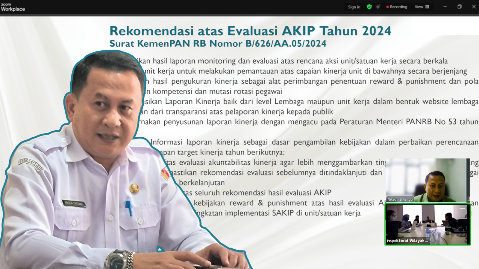 Kepala Sekretariat Bawaslu Provinsi Gorontalo, Nikson Entengo Hadiri Rapat Evaluasi Akuntabilitas Kinerja Instansi Pemerintah