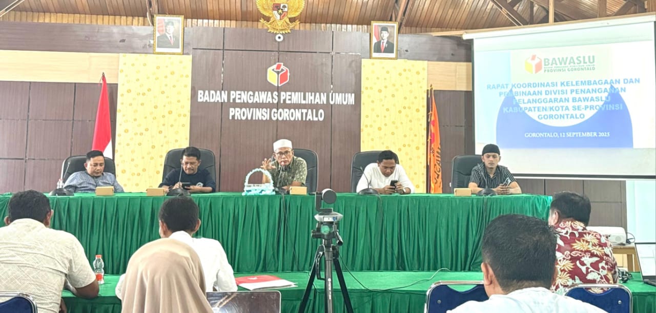 Bawaslu Provinsi Gorontalo Gelar Rapat Koordinasi Kelembagaan Penanganan Pelanggaran Bersama Kabupaten/Kota