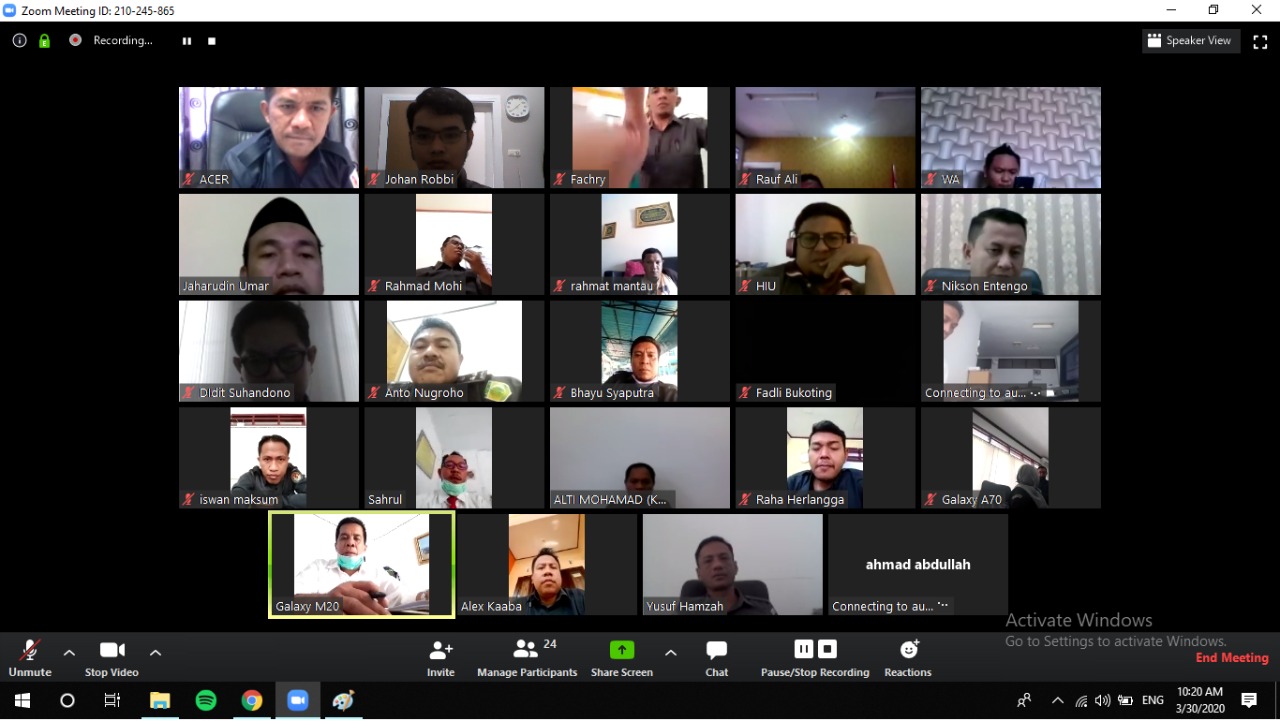 Gakkumdu Gorontalo Gelar Rapat Koordinasi Melalui Zoom Meeting