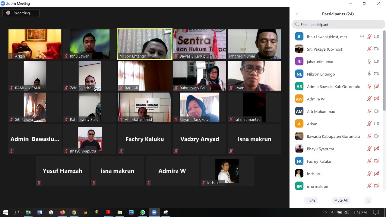 Bawaslu Gorontalo Persiapkan Pengawasan Pilkada Ditengah Pandemi Covid-19