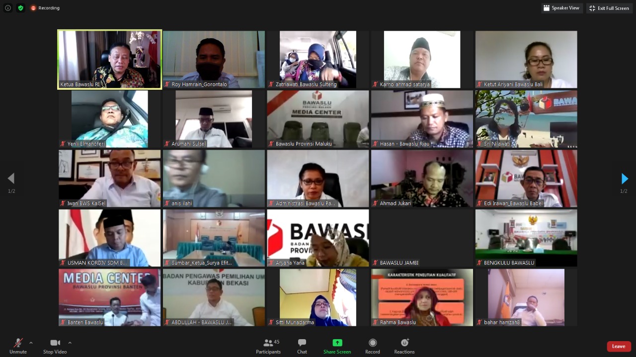 BAWASLU Persiapkan Video Tutorial Pengawasan Tahapan Kampanye Pilkada 2020