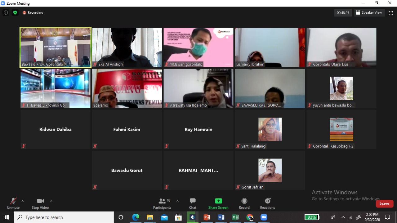 Kordiv Pengawasan Bawaslu Gorontalo pimpin rapat virtual, bahas persiapan SKPP Nasional