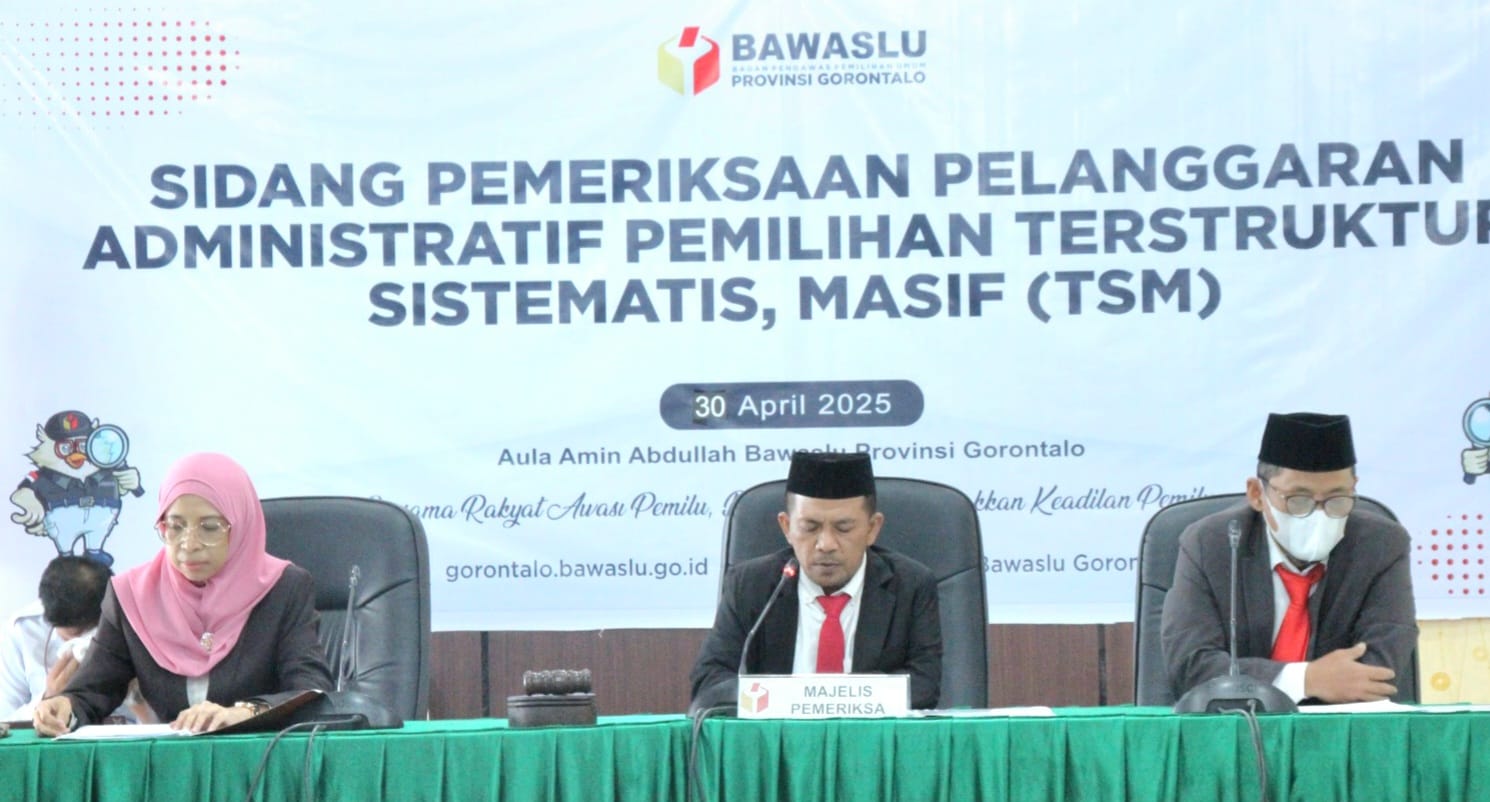 Bawaslu Provinsi Gorontalo Gelar Sidang Pemeriksaan Dugaan Pelanggaran Administratif Pemilihan TSM Usai PSU Pilkada Gorontalo Utara