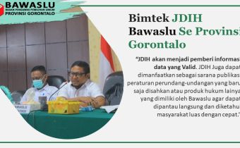 IDRIS USULI MEMBUKA DAN MEMANTAU LANGSUNG BIMTEK PENGUATAN KAPASITAS PENGELOLAAN JDIH BAWASLU SE PROVINSI GORONTALO