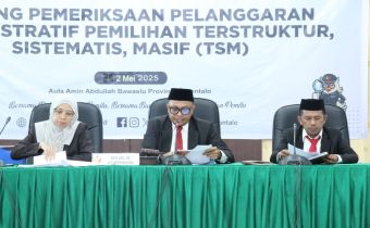 Bawaslu Provinsi Gorontalo Gelar Sidang Ketiga Dugaan Pelanggaran Pemilihan TSM dengan Agenda Pembacaan Jawaban Terlapor