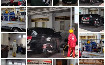 PMI lakukan Penyemprotan Disinfektan di Kantor Bawaslu Provinsi Gorontalo.